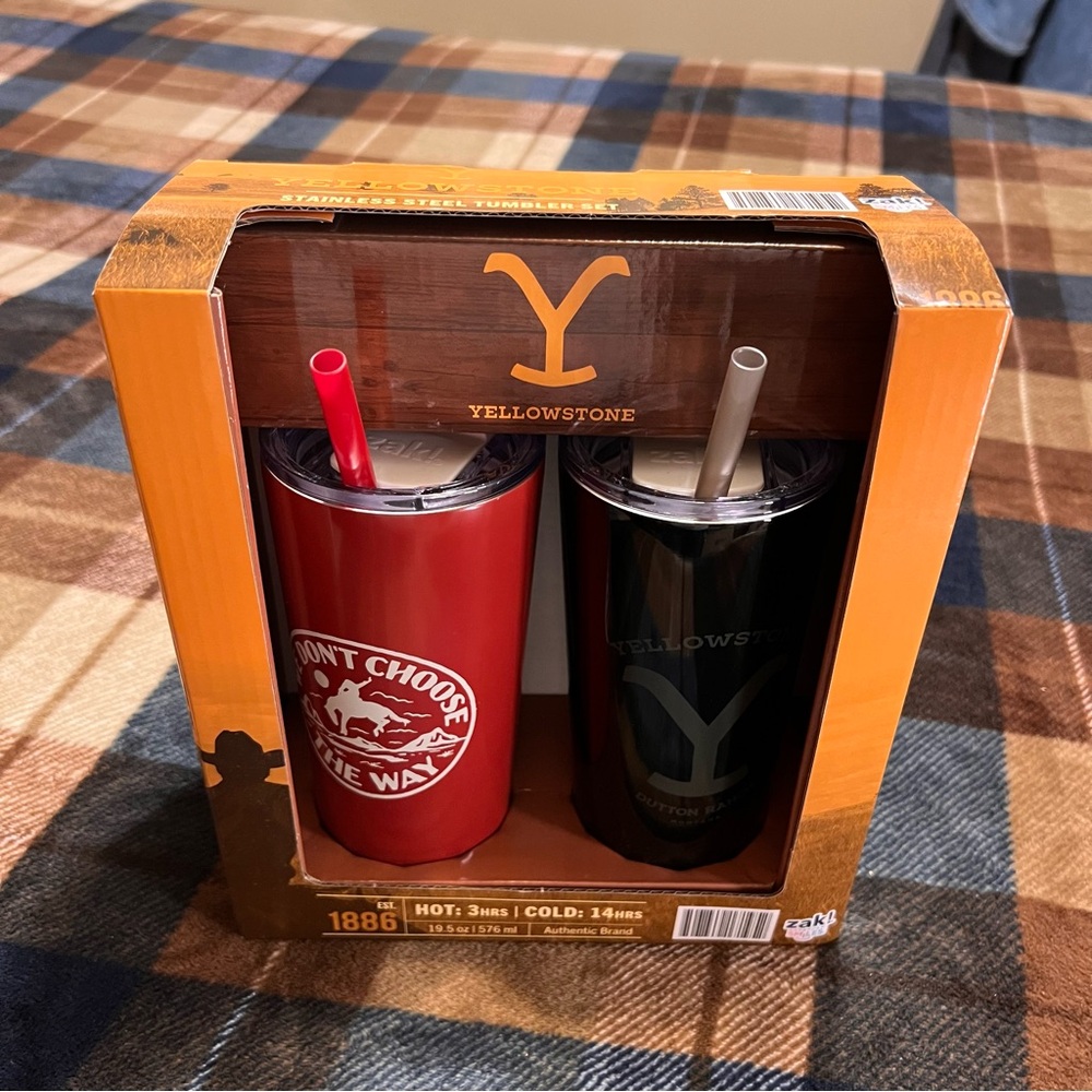 New Yellowstone Red and Black stainless steel Tumbler Set